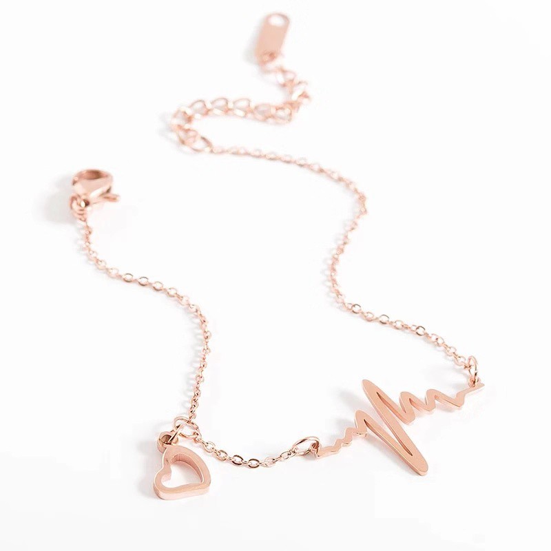 Vòng Đeo Tay / Lắc Chân Bằng Thép Titan Mạ Vàng Hồng 18K Không Gây Dị Ứng Chống Thấm Nước Không Phai Màu Phong Cách Nhật Bản