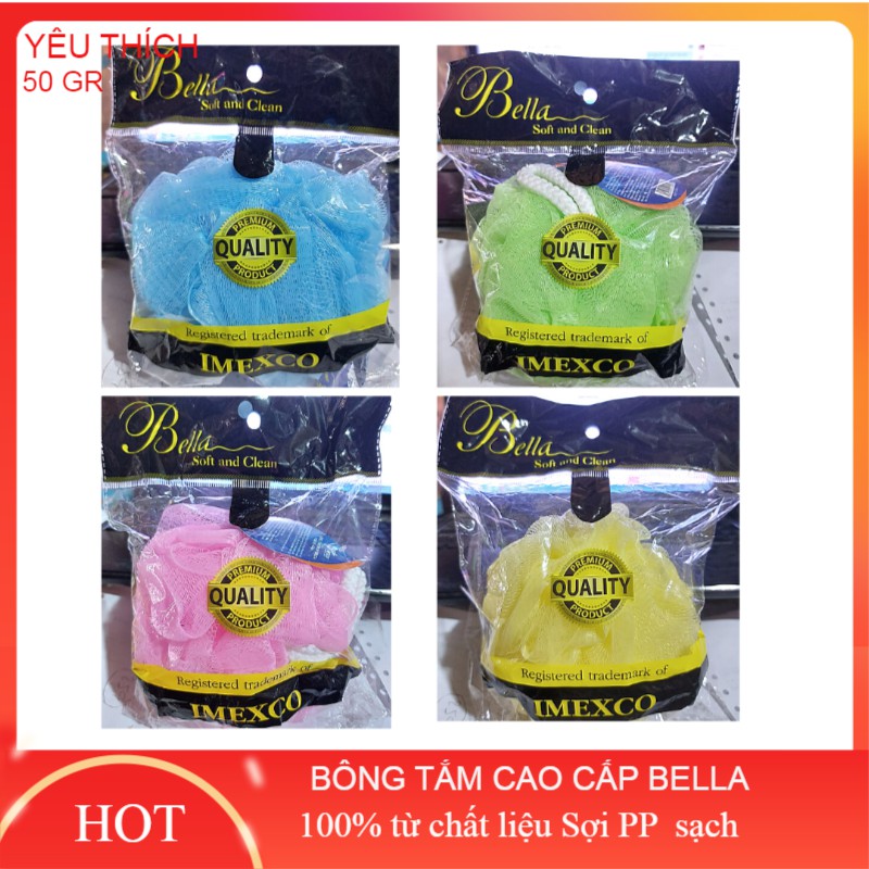 BÔNG TẮM CAO CẤP TRÒN BỌT BIỂN BELLA 50 GR NHIỀU MÀU