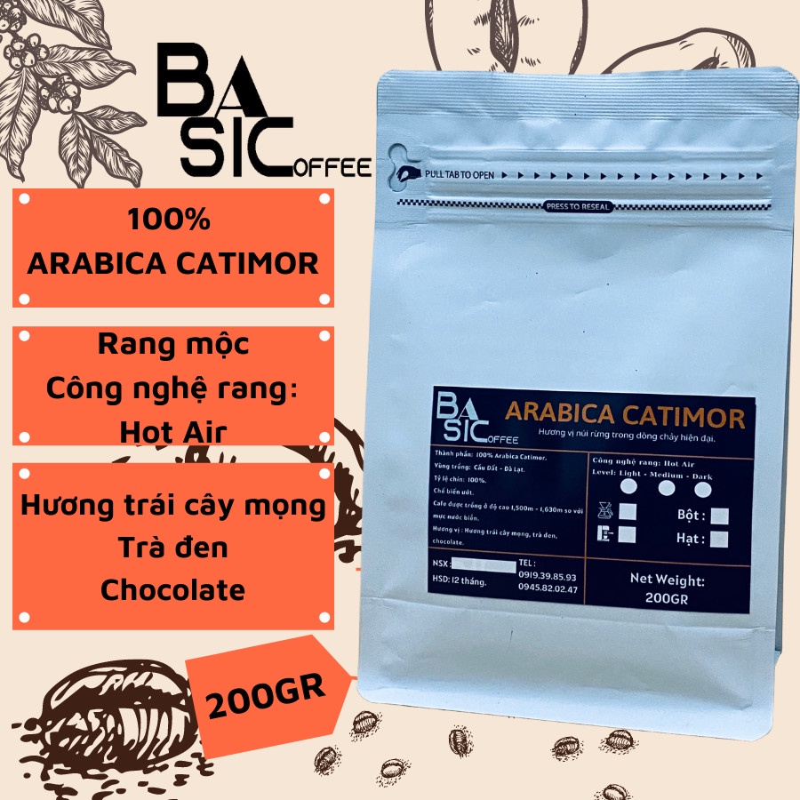 Cà Phê Nguyên Chất Arabica Catimor Cầu Đất Đà Lạt Basic Coffee Hương Vị Trái Cây Cafe Rang Xay Mộc Đặc Sản Việt Nam