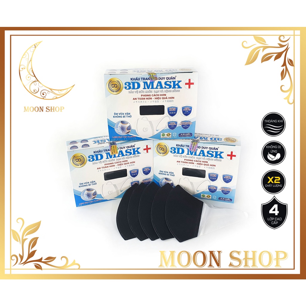 Hộp khẩu trang 3d mask màu Đen 50 cái