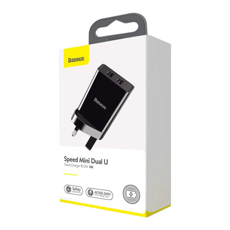 Cốc Sạc Mini Baseus 10.5W 5V 2A Chuẩn Anh Cho Iphone 11 Pro 8 Plus XS Max Samsung Xiaomi