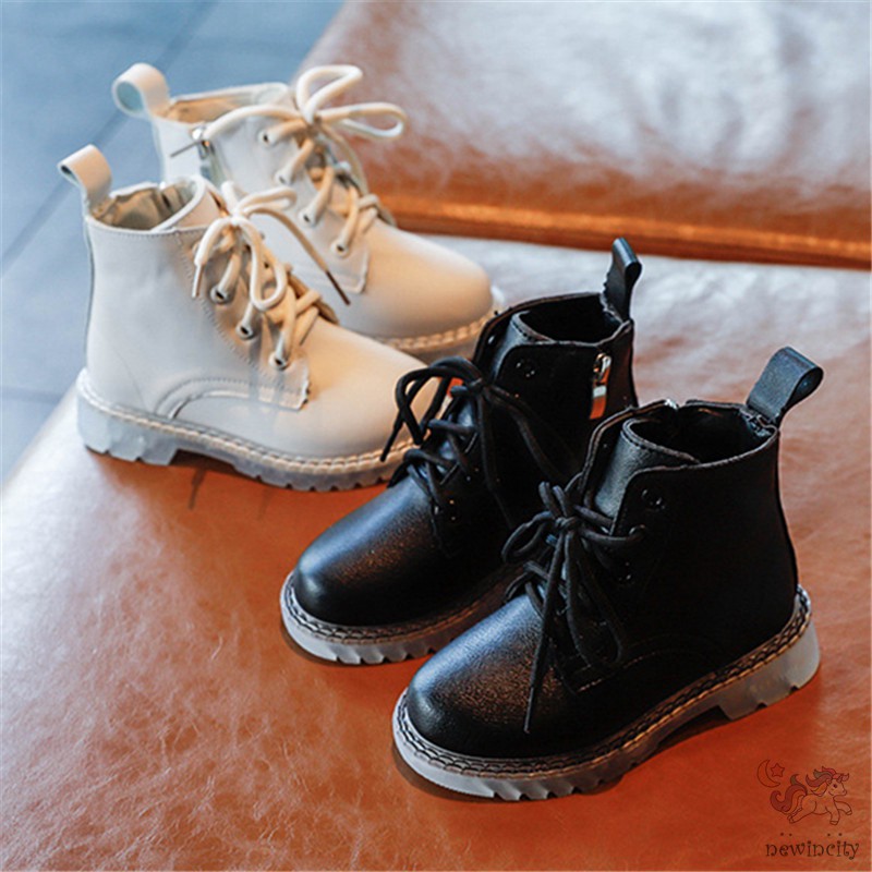 Giày bốt da Pu đế mềm chống trượt phong cách thời trang Anh Quốc cá tính cho bé