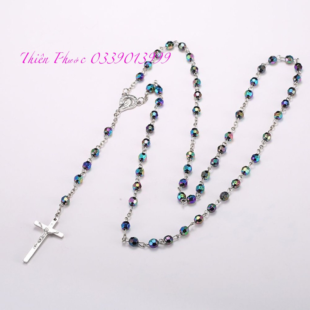 Vòng Hạt Mân Côi - Chuỗi Tràng Hạt Mân Côi Pha Lê 50 hạt - size người lớn & trẻ em
