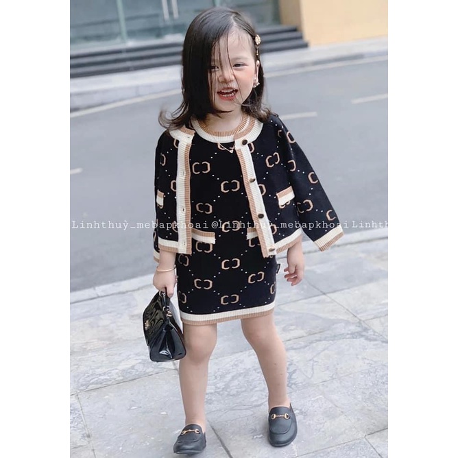 Váy bé gái - Set váy dạ kết hợp áo khoác ngoài cho bé 1-5 Tuổi