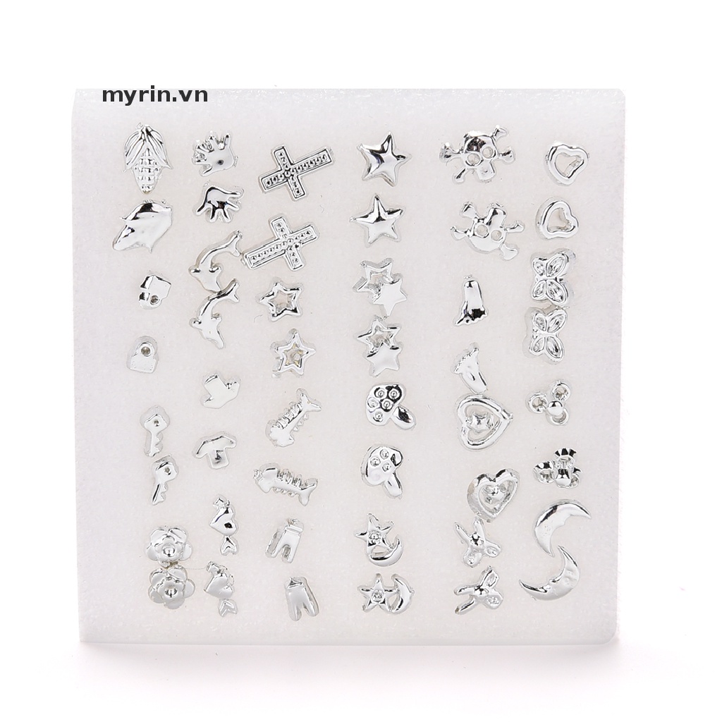 Set 24 Đôi Khuyên Tai Nhựa Mạ Bạc Thời Trang