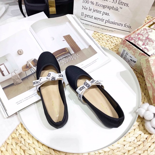 Giày búp bê nơ len tăm fullbox