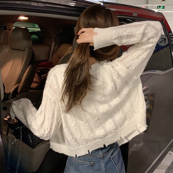 Áo cardigan dệt kim ZHELIHANGFEI tay dài eo cao thiết kế xoắn độc đáo dễ phối đồ