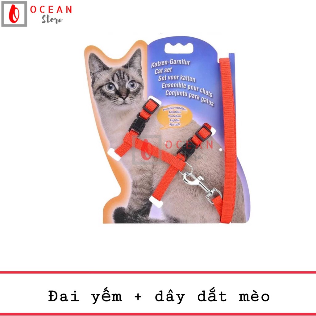 Dây dắt có đai yếm ngực cho mèo - Dây dắt mèo D1 (Đỏ)