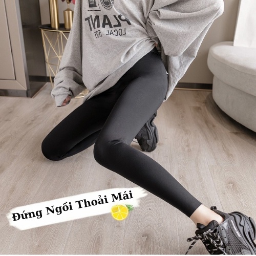 Quần Legg Nữ Cạp Cao Nâng Mông Vải Thun Cotton Co Giãn Ôm Bó, Tregging  Dài Tập Gym Yoga Elyfashion