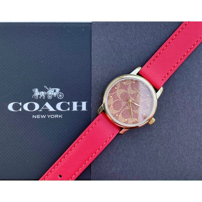 Đồng hồ Nữ Coach dây da màu đỏ, mặt 28mm