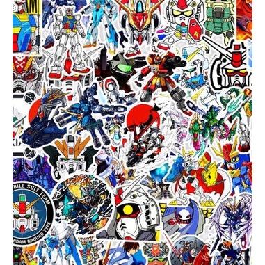 Bộ 50 Sticker Gundam - Miếng dán decal chống nước hình dán siêu nhân robot Gundam STK13