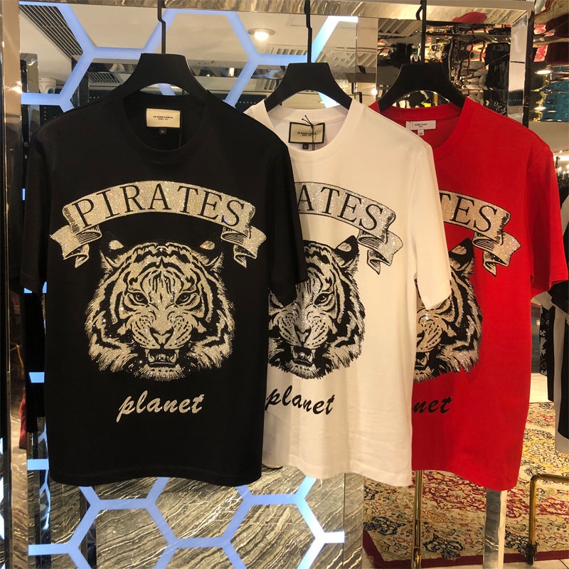 Áo Thun Nam Dáng Rộng In Hình Đầu Hổ Thời Trang Sang Trọng