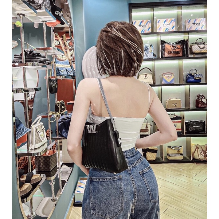 Túi kẹp nách đeo chéo đính đá wang dáng công sở