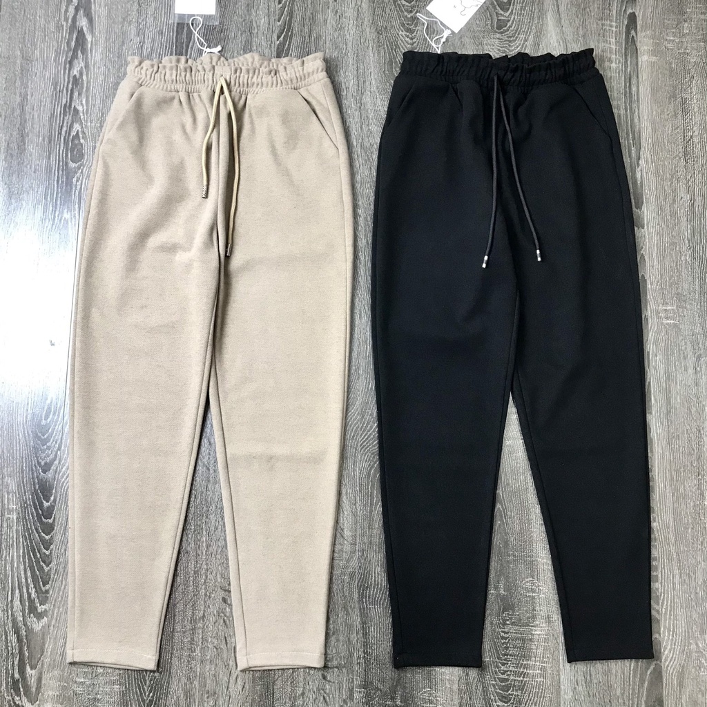 Quần Baggy Dạ Han Cạp Cúc Cạp Chun Lưng Cao Dáng Công Sở Năng Động Trẻ Trung Co Giãn Nhẹ