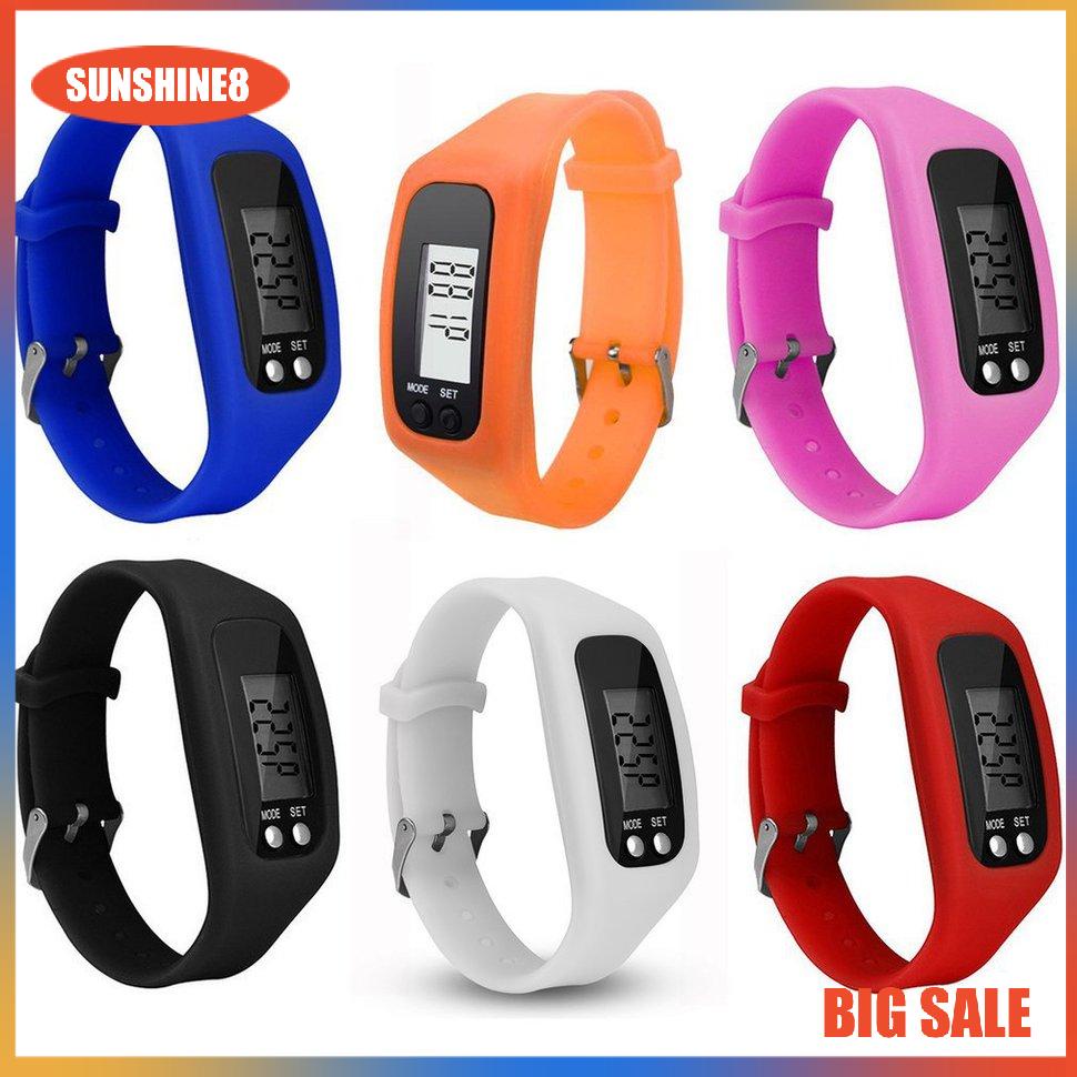 【SUN】Vòng đeo tay thể thao Đồng hồ đeo tay màn hình LCD kỹ thuật số Bước chạy Bộ đếm calo theo bước Vòng đeo tay
