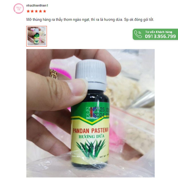 Hương lá dứa có màu xanh 20ml