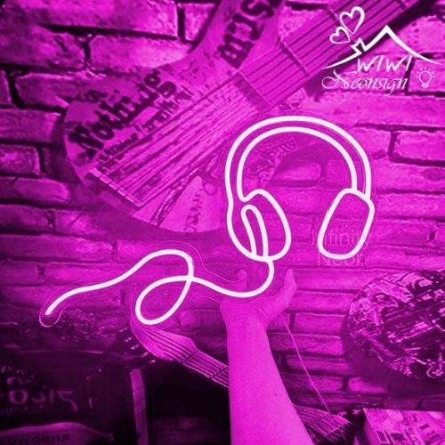 Đèn led neon hình tai nghe | 28x25 cm | Đèn led neon theo yêu cầu trang trí decor quà tặng cực chất
