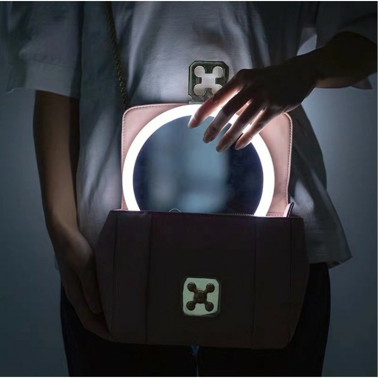 Gương Trang Điểm Để Bàn, Gương Để Bàn Trang Điểm, Gương Tròn Đèn Led Cảm Ứng 3 Chế Độ Ánh Sáng Pin Siêu Trâu