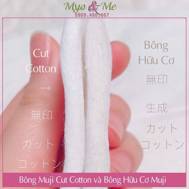 Bông tẩy trang Muji Nhật Bản - Muji Cut Cotton 65x50mm (không dập viền) - Gói 165 miếng