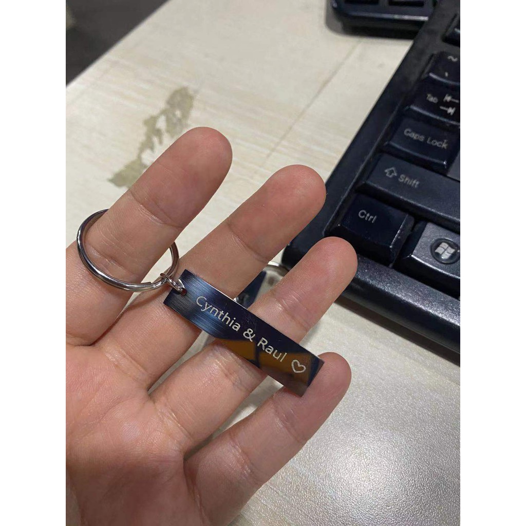 Điêu Khắc Miễn Phí!!!! Mới Móc Khóa Khắc Chữ Bằng Thép Không Gỉ