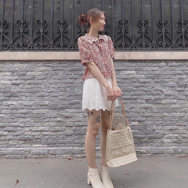 Set bộ nữ , Sét áo hoa chân váy phối ren Siêu Xinh (Ảnh thật +video)