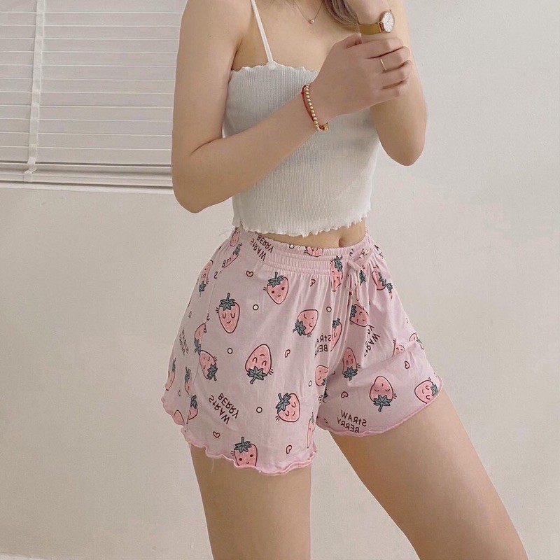 Quần đùi nữ chất cotton, quần short nữ mặc nhà bigsize thoáng mát ống rộng cạp chun họa tiết hoạt hình cute đa dạng | BigBuy360 - bigbuy360.vn
