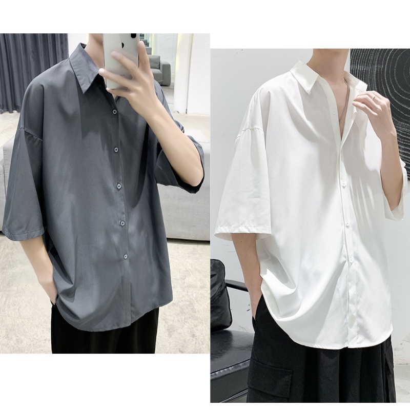 Áo sơ mi ngắn tay form rộng , áo sơ mi lụa mịn mát form rộng suông, dễ mặc, dễ phối đồ, xu hướng