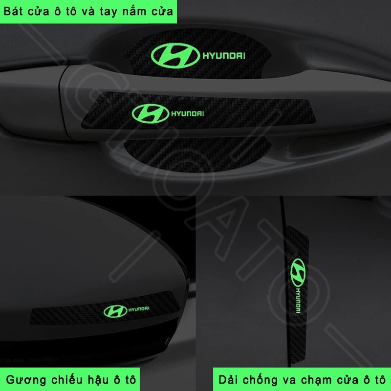 GTIOATO Bộ Bảo Vệ Tay Nắm Cửa ô Tô Sợi Carbon Bộ Bảo Vệ Bát Cửa Gương Hậu Xe HơI MiếNg DáN ChốNg XưỚC Phụ KiệN Ô Tô Cho Hyundai Accent Kona I10 I30 I20 Elantra Sonata Tucson SantaFe Creta Veloster NEXO Venue