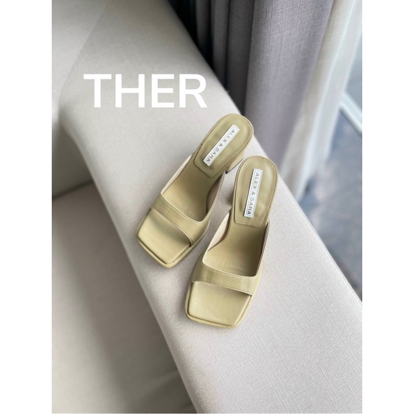 THER Guốc nữ quai ngang mũi vuông 7p