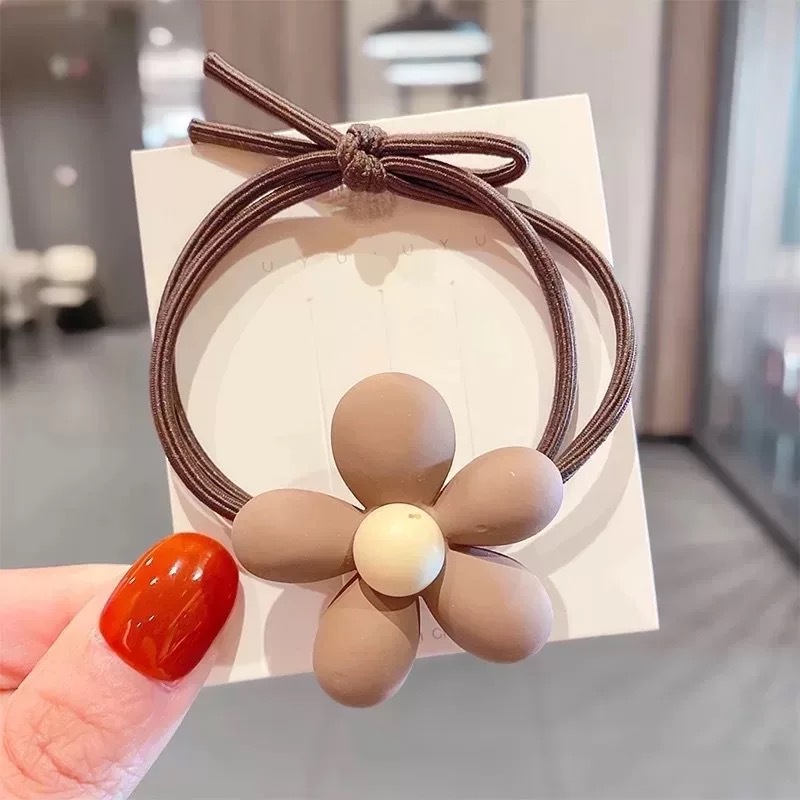 Cột tóc hoa 5 cánh NÂU BE hàn quốc dễ thương CT15