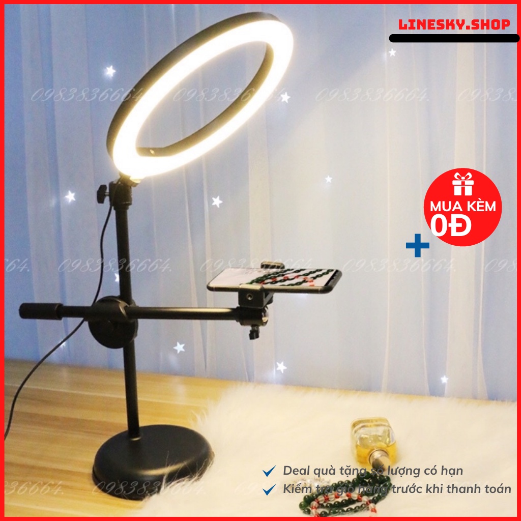 Bộ quay video review, 2 kẹp kèm giá đỡ điện thoại để bàn hàng chính hãng cao cấp