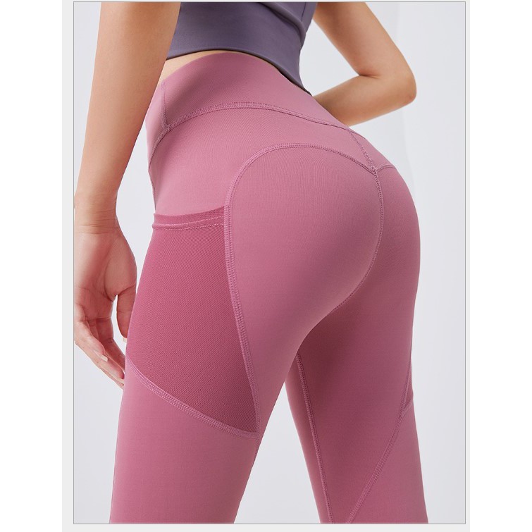 Quần tập gym nữ cạp cao có túi bên hông đùi. Quần Legging Thể thao nữ