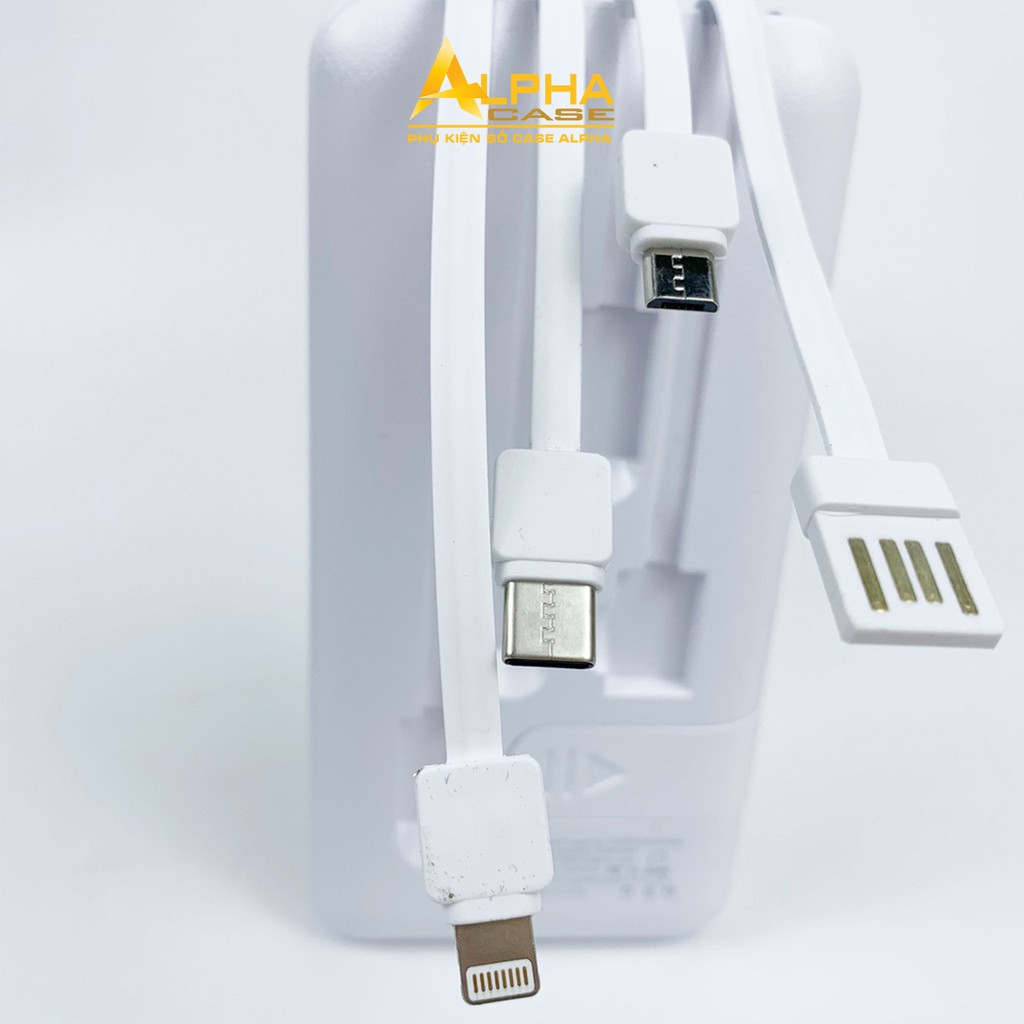 Pin - Sạc dự phòng 10,000mAh  SD G01 chính hãng kèm 3 dây sạc linghtning, Type-c, Micro, cáp sạc cổng USB casealpha