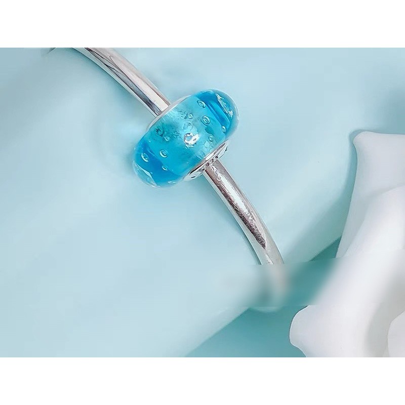 charm pan thuỷ tinh xanh ngọc bạc 925 cao cấp