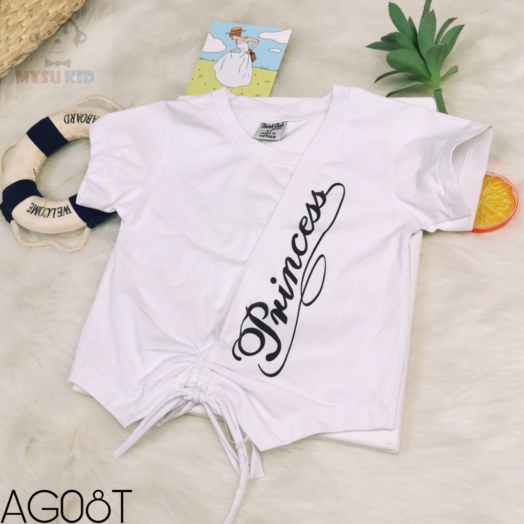 Áo thun cotton bé gái croptop vảimềm mịn co giãn 4 chiều AG08