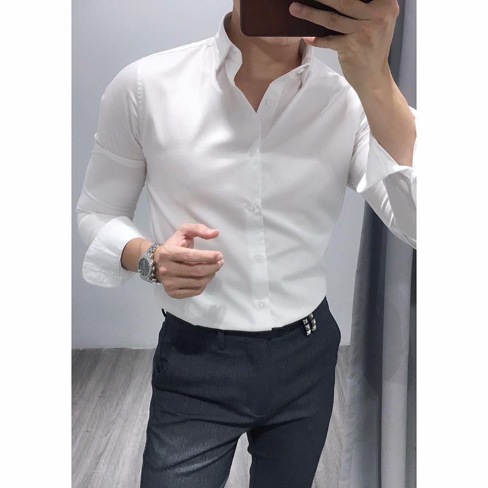 Áo sơ mi trắng nam dài tay áo kiểu đẹp hàn quốc công sở F8888 SMT0010