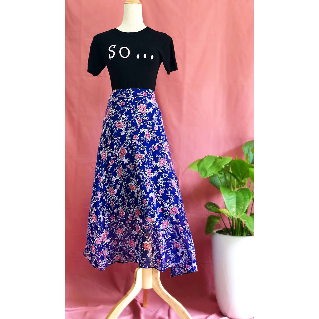 Chân Váy Maxi Hoa Nhí 2 Lớp, Váy Nữ Vintage Dáng Dài