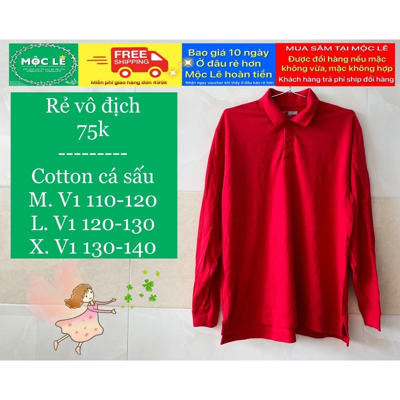 Áo có cổ tay dài thun cotton cá sấu ( 80kg - 120kg )