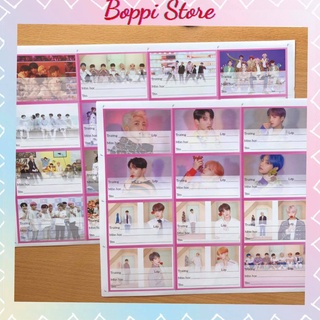 Nhãn vở BTS mẫu mới ( 16 nhãn có keo dán sẵn )