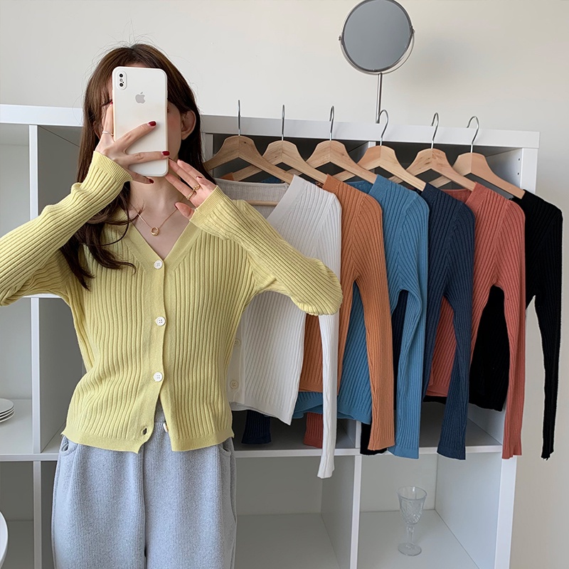 Áo khoác cardigan Pure Cube dệt kim cổ chữ V dáng rộng phong cách Hàn Quốc thời trang thu đông cho nữ