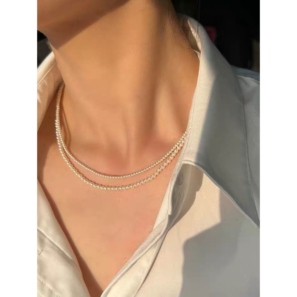 [Hàng Mới Về] Dây Chuyền Mặt Hình Vỏ Sò Đính Hạt Mini Thanh Lịch Cho Nữ