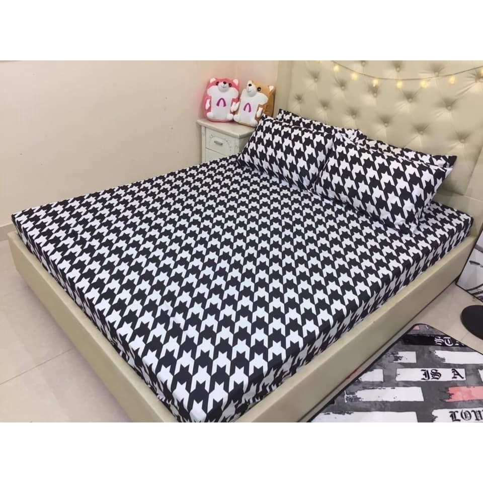 [55k]Bộ Ga Gối 3 Món Bọc Đệm 1m6x2m,được chọn mẫu[bò sữa xanh]