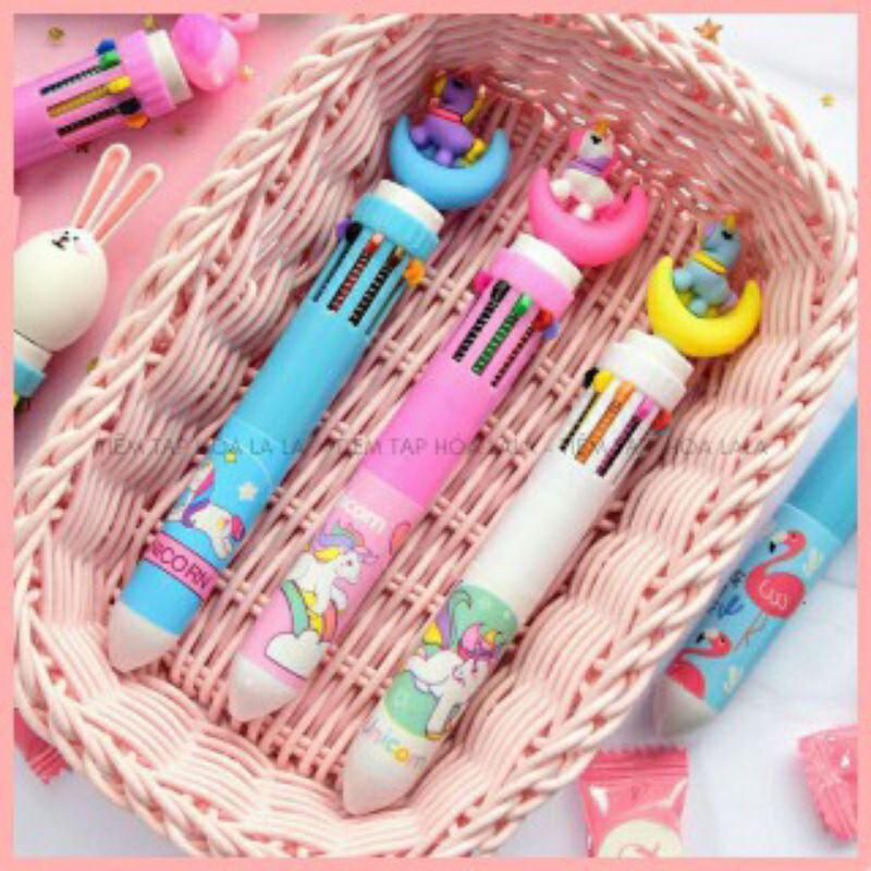 Bút bi 10 ngòi 10 màu mực