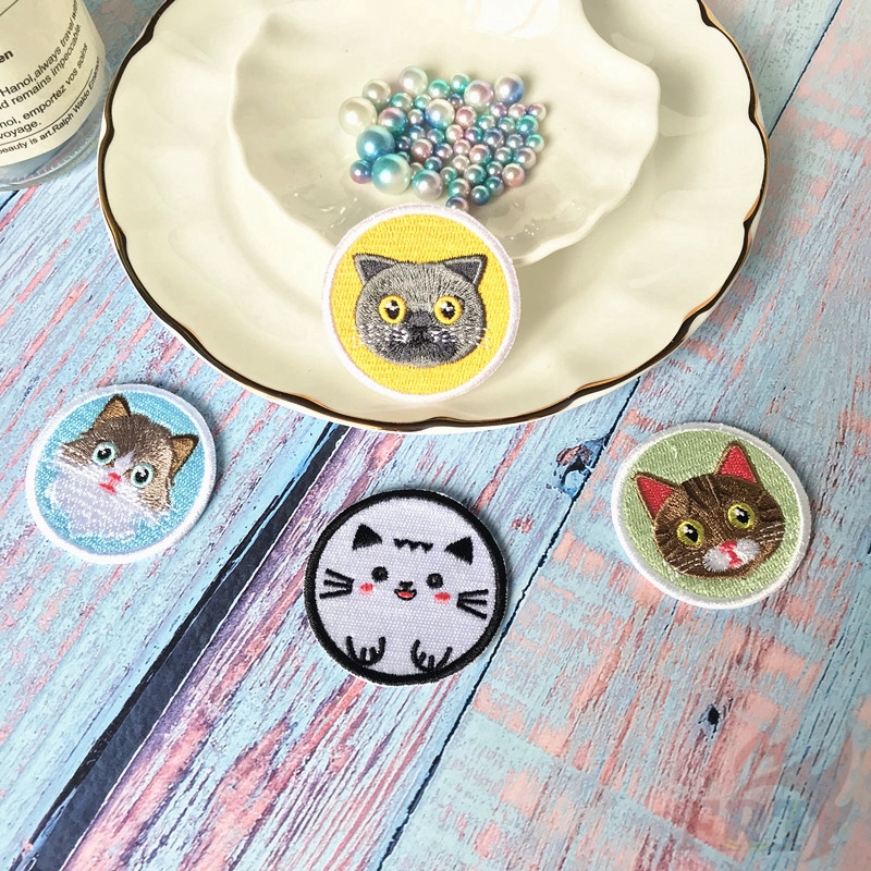 Set 1 / 4 Sticker Ủi Thêu Hình Mèo Dễ Thương (Kích Thước 4.4cmx4.4cm)