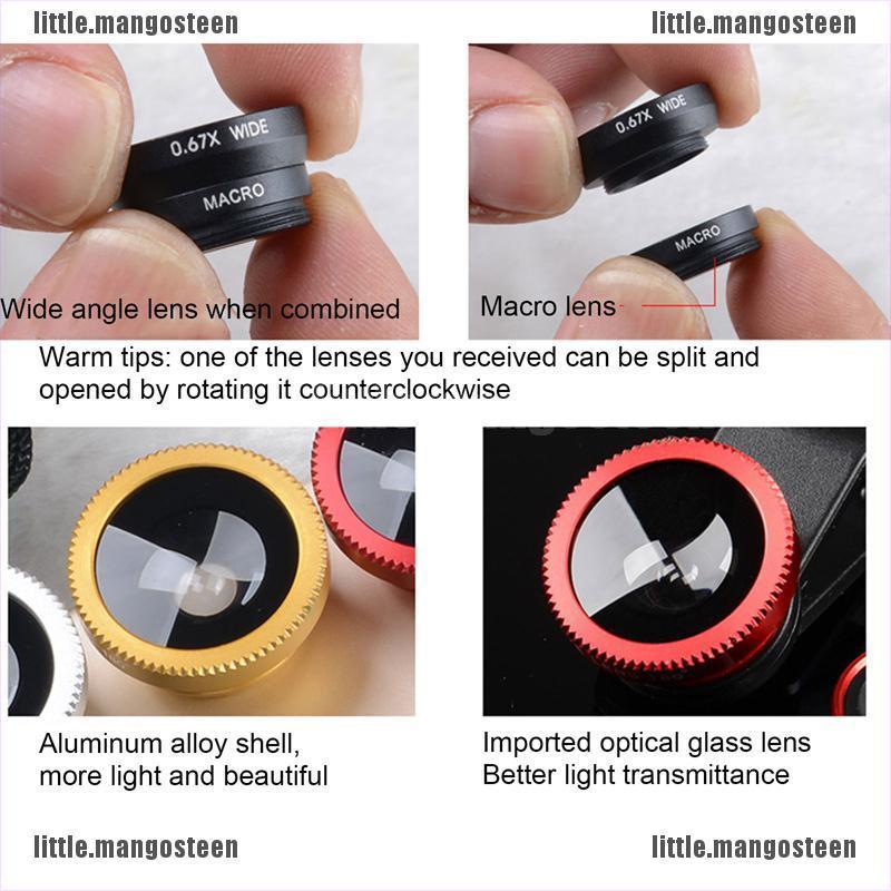 [Mango] Fish Eye Lenses Mobile Phone Camera Lens Kit Zoom Fisheye Wide Angle With Clip