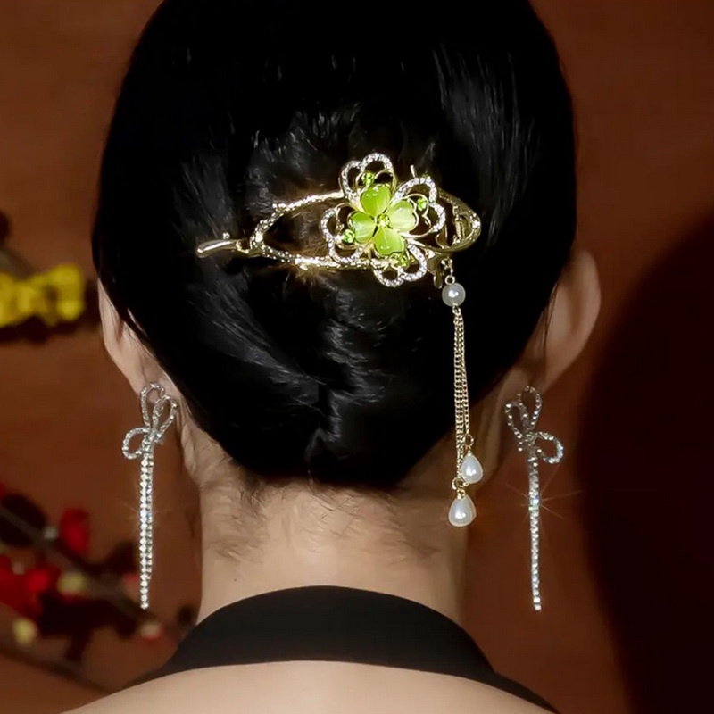 Kẹp Tóc Bướm Tua Rua Đính Ngọc Trai Phong Cách Trung Hoa Mới timetunnel