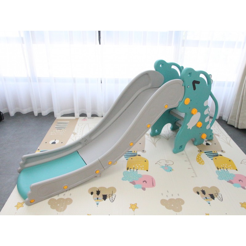 Cầu trượt cho bé hình khủng long cổ dài, có kèm khung bóng rổ Toyshouse