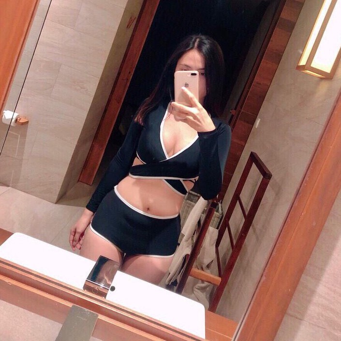 BIKINI Tay Dài Chéo Ngực Phối Quần Lưng Cao Viền Trắng - BIKINI129K | BigBuy360 - bigbuy360.vn