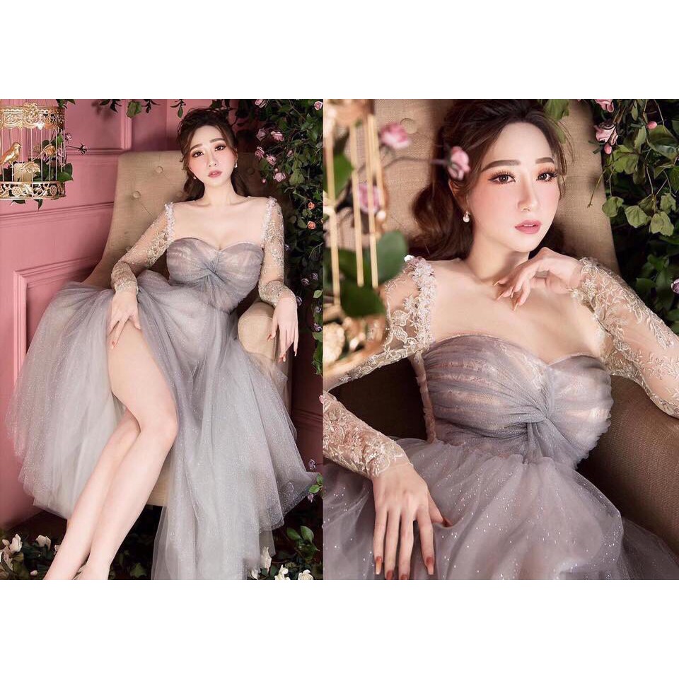 ẢNH VÀ VIDEO THẬT 1000% đầm nhũ kim tuyến phối tay ren