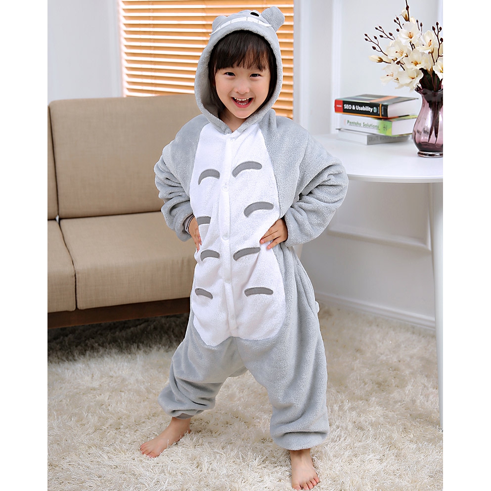 Bộ đồ ngủ áo liền quần có mũ hình Totoro dễ thương cho bé